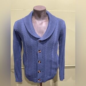 Lavane sweater cardigan blue Shaw collar regular fit knitted